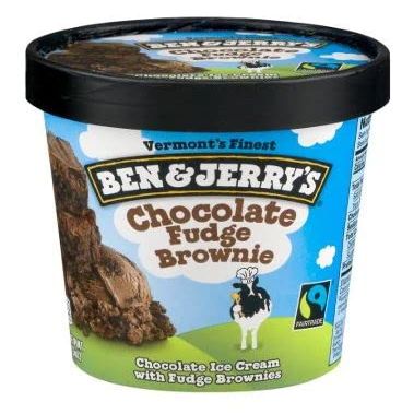 Ben & Jerry's Non-GMO, Cage-Free, Fairtrade Ingredient Ice Cream Pints, Pack of 6 (Chocolate Fudge Brownie)