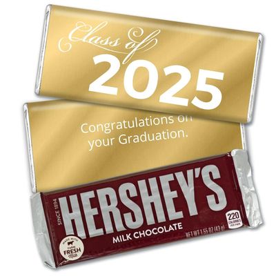 12 Gold Graduation Candy Party Favors Class of 2025 Wrapped Chocolate Bars by Just Candy - No Assembly Required