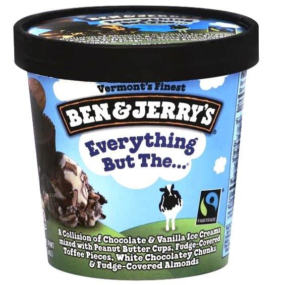 Ben & Jerry's Non-GMO, Cage-Free, Fairtrade Ingredient Ice Cream Pints, Pack of 6 (Everything but the )