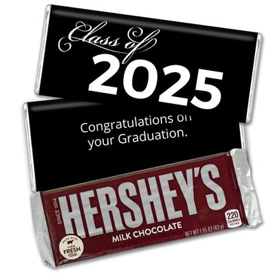 12 Black Graduation Candy Party Favors Class of 2025 Wrapped Chocolate Bars by Just Candy - No Assembly Required