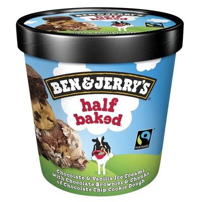 Ben & Jerry's Non-GMO, Cage-Free, Fairtrade Ingredient Ice Cream Pints, Pack of 6 (Half Baked)