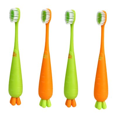 4 Pcs Carrot Toothbrush Daily Use Tooth Brush Oral Toothbrush Carrot Kids Mouth Care Teeth Brush Child Cartoon Manual Kids TPR Soft Travel