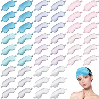 100 Pieces Silk Sleep Mask Eye Coverings for Sleeping Smooth Soft Eye Covers Mask with Elastic Strap for Sleeping Blocking Lights Travel Relax