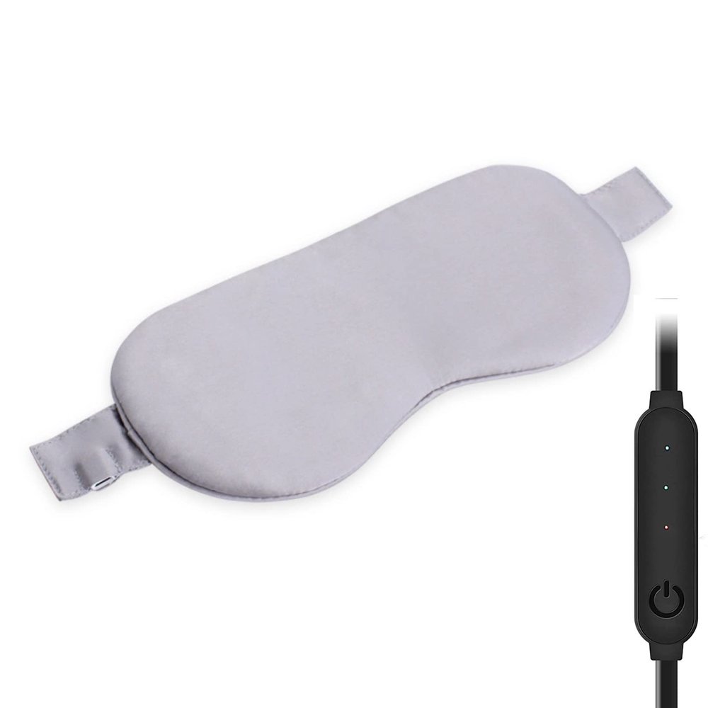 BINOXY Multifunctional Silk Heated Eye Mask,USB Steam Eye Mask with Temperature Control,for Dry Eyes, Sleep (Color : Gray, Size : 23 * 10.5cm)
