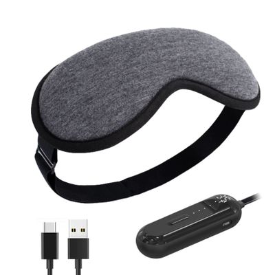 BINOXY Cordless Heated Eye Mask, USB Rechargeable Hot Compress Steam Eye Mask with Temperature Control for Sleep, Dry Eyes (Color : Gray, Size : 21 * 9cm)