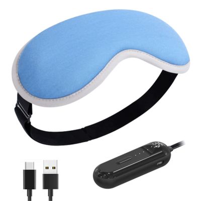 Cordless Heated Eye Mask, USB Rechargeable Hot Compress Steam Eye Mask with Temperature Control for Sleep, Dry Eyes (Color : Blue, Size : 21 * 9cm)