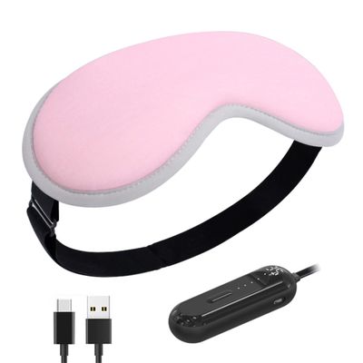 BINOXY Sleep Mask for Women Men, USB Heated Eye Mask,3D Contoured Blindfold for Dry Eyes with Temperature & Timer Control, Breathable & Soft for Travel/Sleeping/Yoga (Color : Pink, Size : 21 * 9cm)