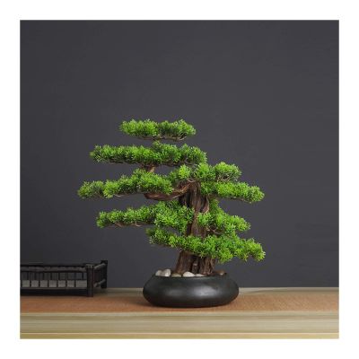 Artificial Bonsai Tree Artificial Bonsai Welcoming Pine Tree Simulation Potted Plant Decorative Bonsai Desk Display Fake Tree in Ceramic Pot for Home Office Shop Decorative Gifts Simulation Bonsai (