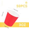 Prgery 50 Pack 3oz Red Paper Cups,Mouthwash Cups, Disposable Bathroom Cups,Small Paper Cups 3oz Ideal for Bathroom,Supermarket,Birthday Party,Picnic and BBQ view 2