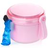 Denture Case, Leak Proof Denture Bath Cup for Travel, Denture Container Cups for Soaking Full & Partial Dentures, Retainers, Denture Cleaning Kit Holder Box with Denture Cleaner Brush-Pink view 1