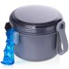Denture Case, Leak Proof Denture Bath Cup for Travel, Denture Container Cups for Soaking Full & Partial Dentures, Retainers, Denture Cleaning Kit Holder Box with Denture Cleaner Brush-Grey view 1