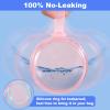 Denture Case, Leak Proof Denture Bath Cup for Travel, Denture Container Cups for Soaking Full & Partial Dentures, Retainers, Denture Cleaning Kit Holder Box with Denture Cleaner Brush-Transparent Pink view 2