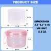 Denture Case, Leak Proof Denture Bath Cup for Travel, Denture Container Cups for Soaking Full & Partial Dentures, Retainers, Denture Cleaning Kit Holder Box with Denture Cleaner Brush-Transparent Pink view 3