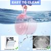 Denture Case, Leak Proof Denture Bath Cup for Travel, Denture Container Cups for Soaking Full & Partial Dentures, Retainers, Denture Cleaning Kit Holder Box with Denture Cleaner Brush-Transparent Pink view 4