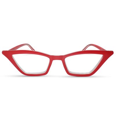 2SeeLife Premium Cat Eye Reading Glasses for Women  Narrow-Medium Fit, Sturdy Frame, Spring Hinges, Stylish Funky Readers, Red, +0.75