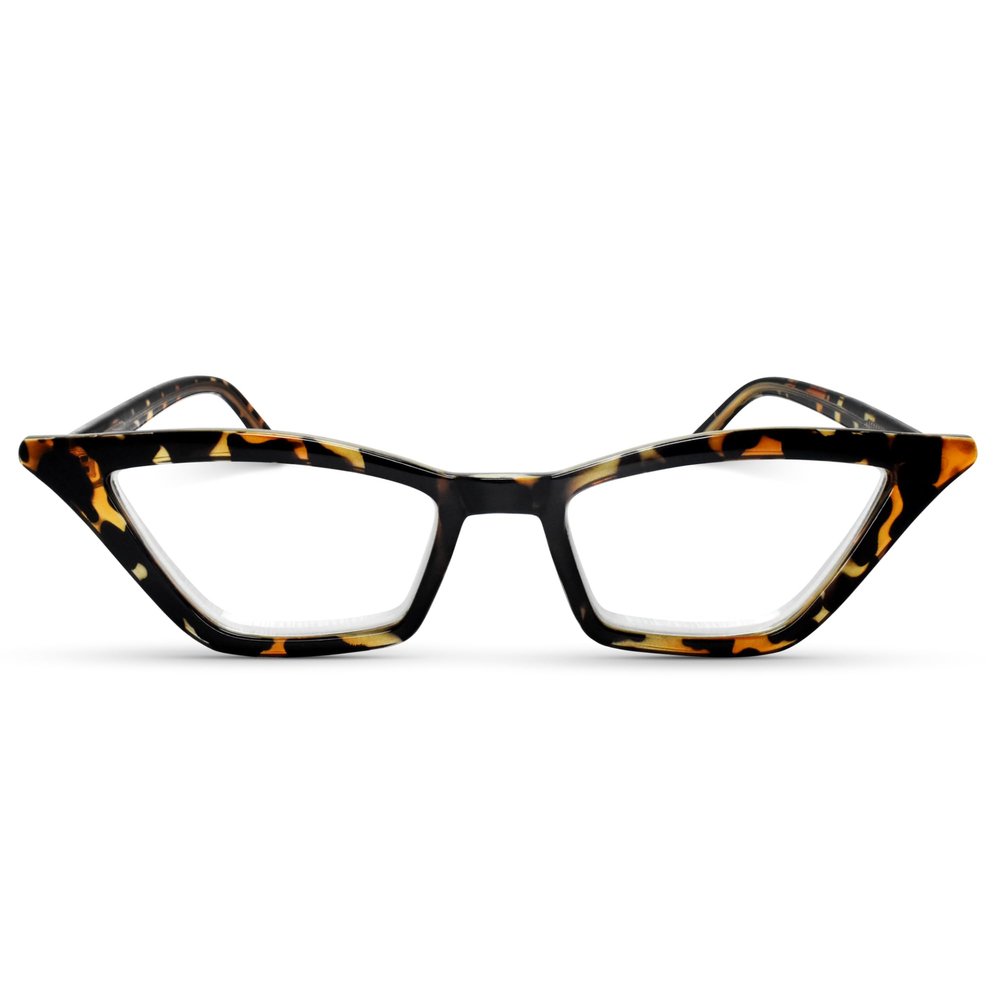 2SeeLife Premium Cat Eye Reading Glasses for Women  Narrow-Medium Fit, Sturdy Frame, Spring Hinges, Stylish Funky Readers, Brown Tortoise, +0.50