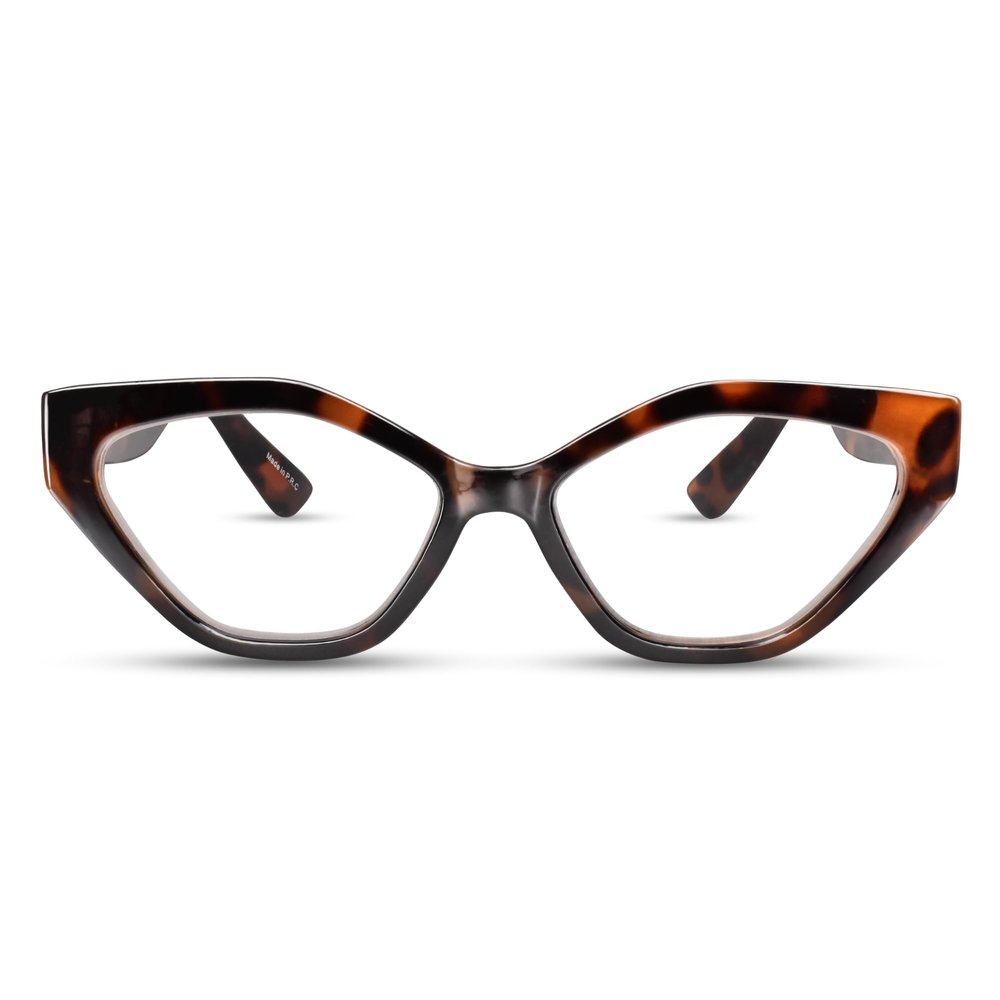 2SeeLife Oversized TR-90 Cat Eye Reading Glasses for Women  Medium-Wide Fit, Sturdy Frame, Premium Geometric Readers, Brown Tortoise, +0.50