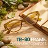 2SeeLife Oversized TR-90 Cat Eye Reading Glasses for Women  Medium-Wide Fit, Sturdy Frame, Premium Geometric Readers, Amber Gold, +3.50 view 2