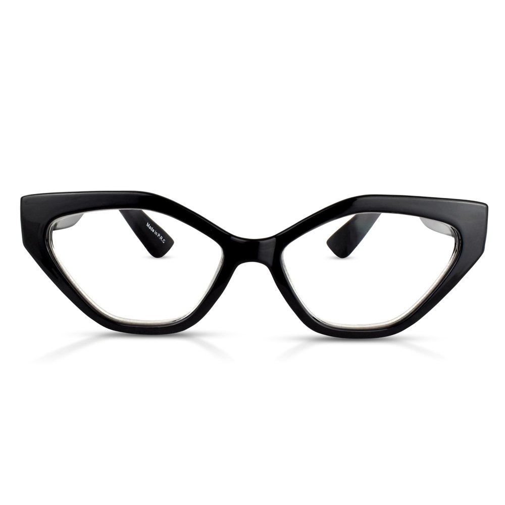 2SeeLife Oversized TR-90 Cat Eye Reading Glasses for Women  Medium-Wide Fit, Sturdy Frame, Premium Geometric Readers, Black, +0.75