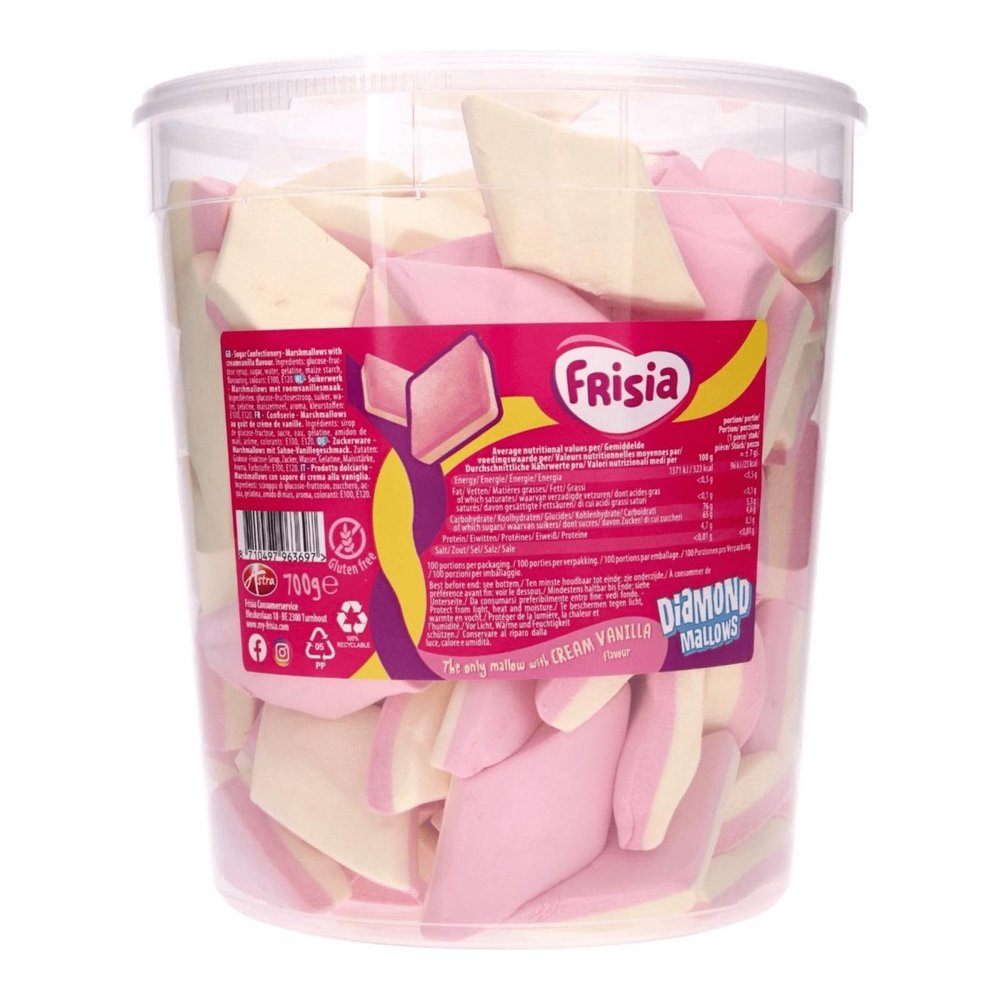 Frisia Diamond Mallows I Vanilla flavored Marshmallow Diamonds I 700 g 24.6 ounce