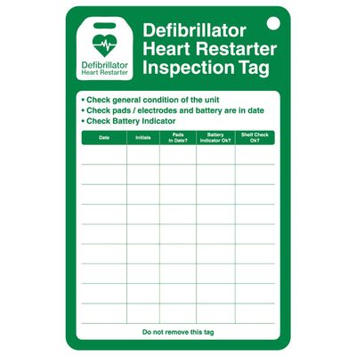 VSafety Defibrillator Inspection Tag Kit Pack of 10