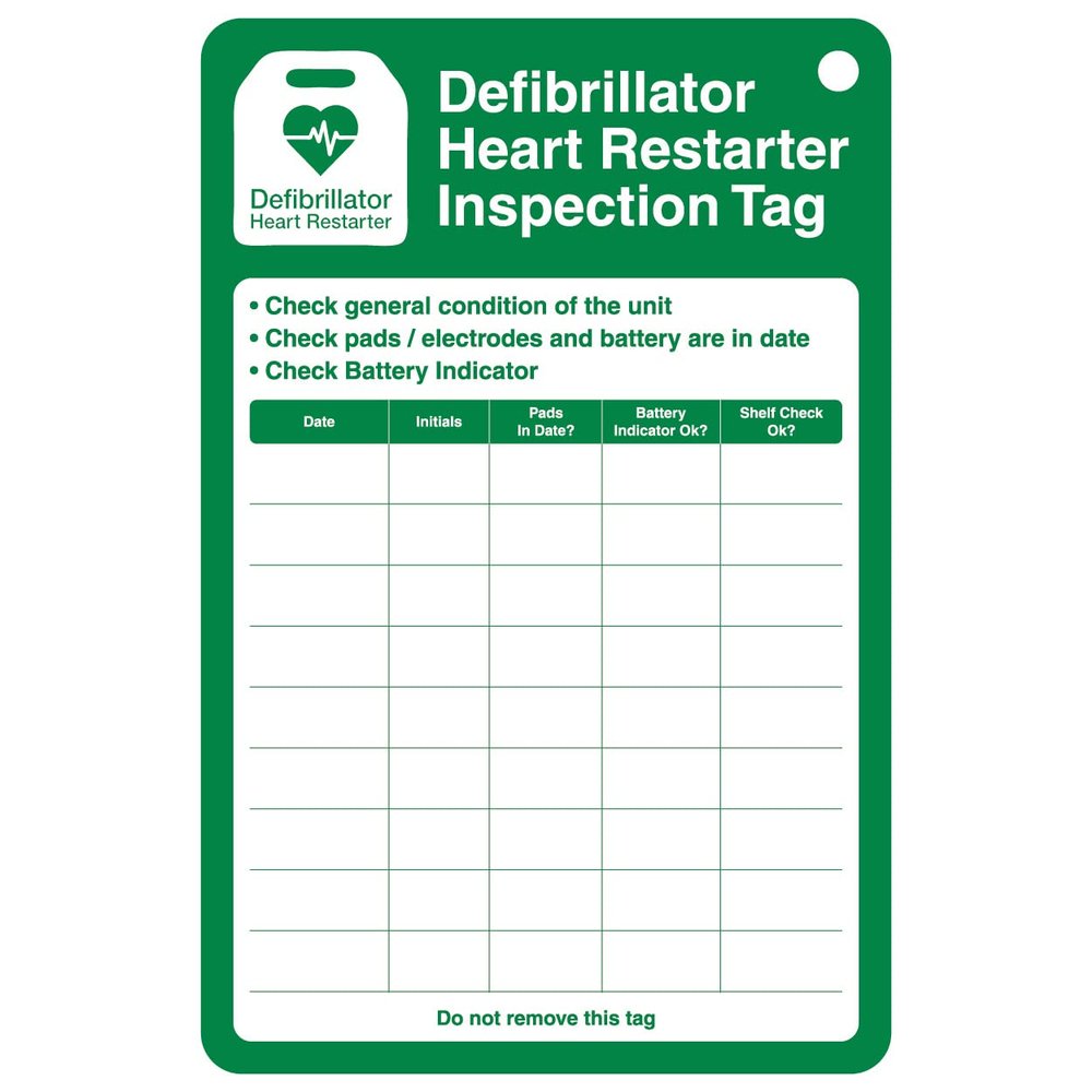 VSafety Defibrillator Inspection Tag Kit Pack of 10