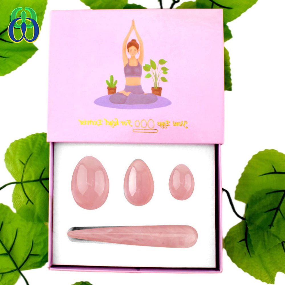 AOWNE Rose Quartz Yoni Egg Crystal Wands Massage Jade Eggs Ball for Women Kegel Exercise Massager,Emas