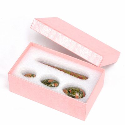 Drilled Yoni Eggs with Yoni Wands Set from Natural Women Kegel Exercise Ball,with Pink Box