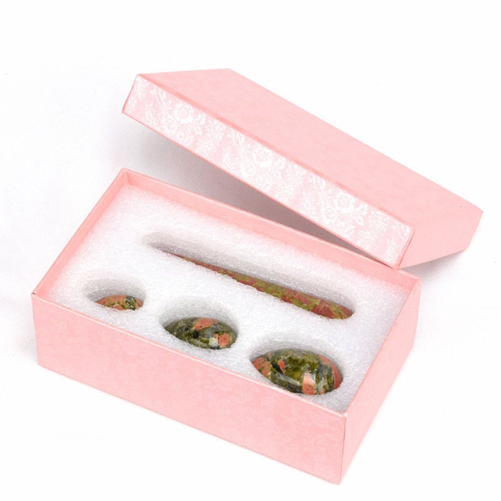 Drilled Yoni Eggs with Yoni Wands Set from Natural Women Kegel Exercise Ball,with Pink Box