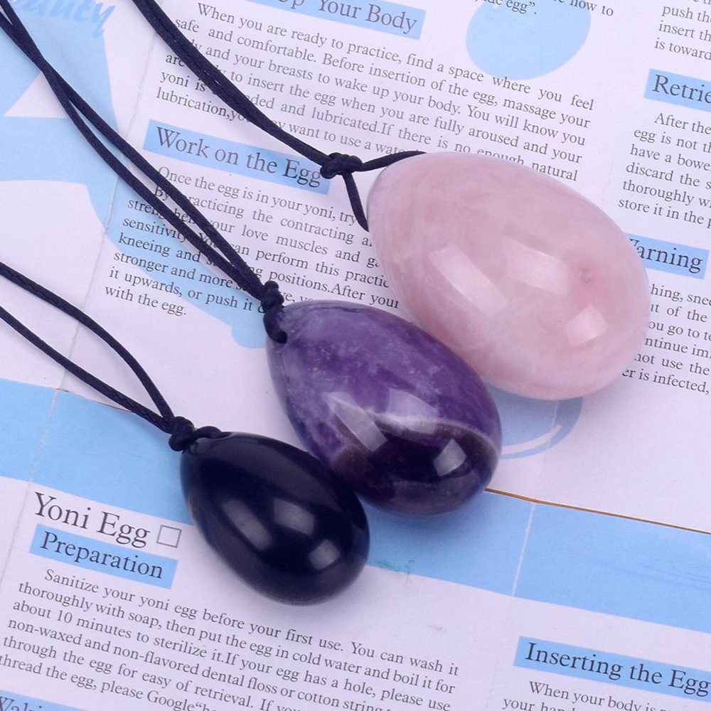AOWNE Jade Egg Crystal Amethyst Stone Yoni Egg for Women Kegel Exerciser Massage Balls,Type 2
