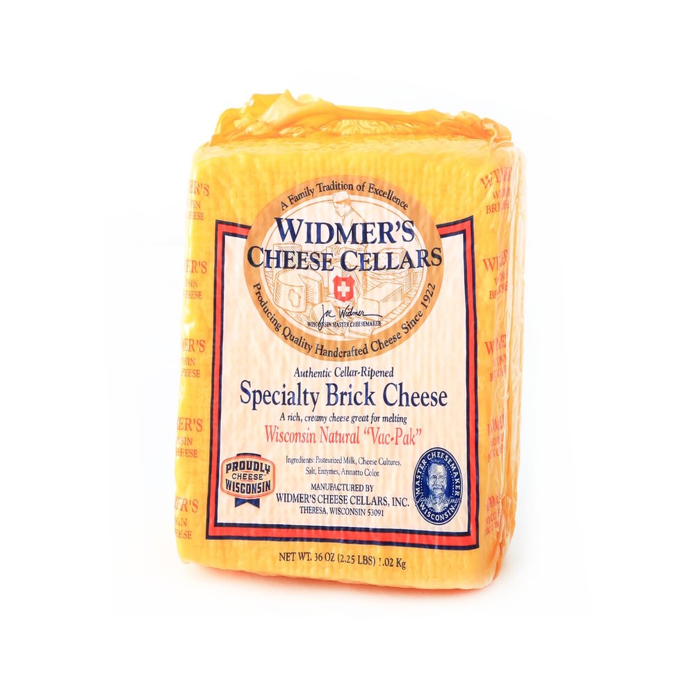 Widmers Brick Cheese 2.25 lb Half Loaf | Buttery & Creamy Authentic Wisconsin Brick Cheese | Perfect for Detroit Style Pizza & More