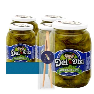 Del-Dixi - Lavinia Essentials Bundle: 4- Pack of Hamburger Slices 32 oz Glass Jar + 1 Utility Prop.