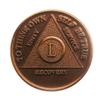 50 Year AA Medallion Traditional Bronze Raised Center Sobriety Chip view 1