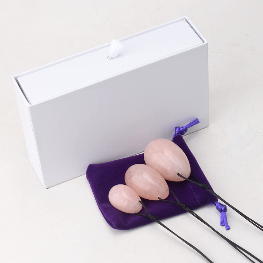 AOWNE Yoni Egg Rose Quartz Jade Eggs Ball Women Kegel Exercise Massage,with Gift Box,Moderate