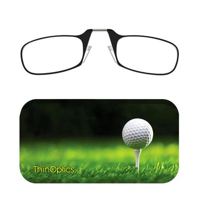 ThinOptics Universal Pod Case + Rectangular Reading Glasses, Tee Off, 54 mm + 2.5