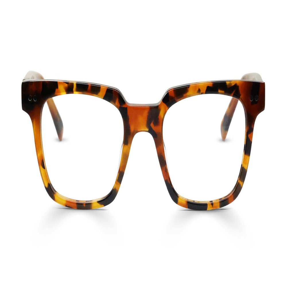 eyebobs In Cahoots Premium Reading Glasses for Women and Men | Square Average-Size Reading Glasses | Caramel Tortoise Front and Temples | 1.50
