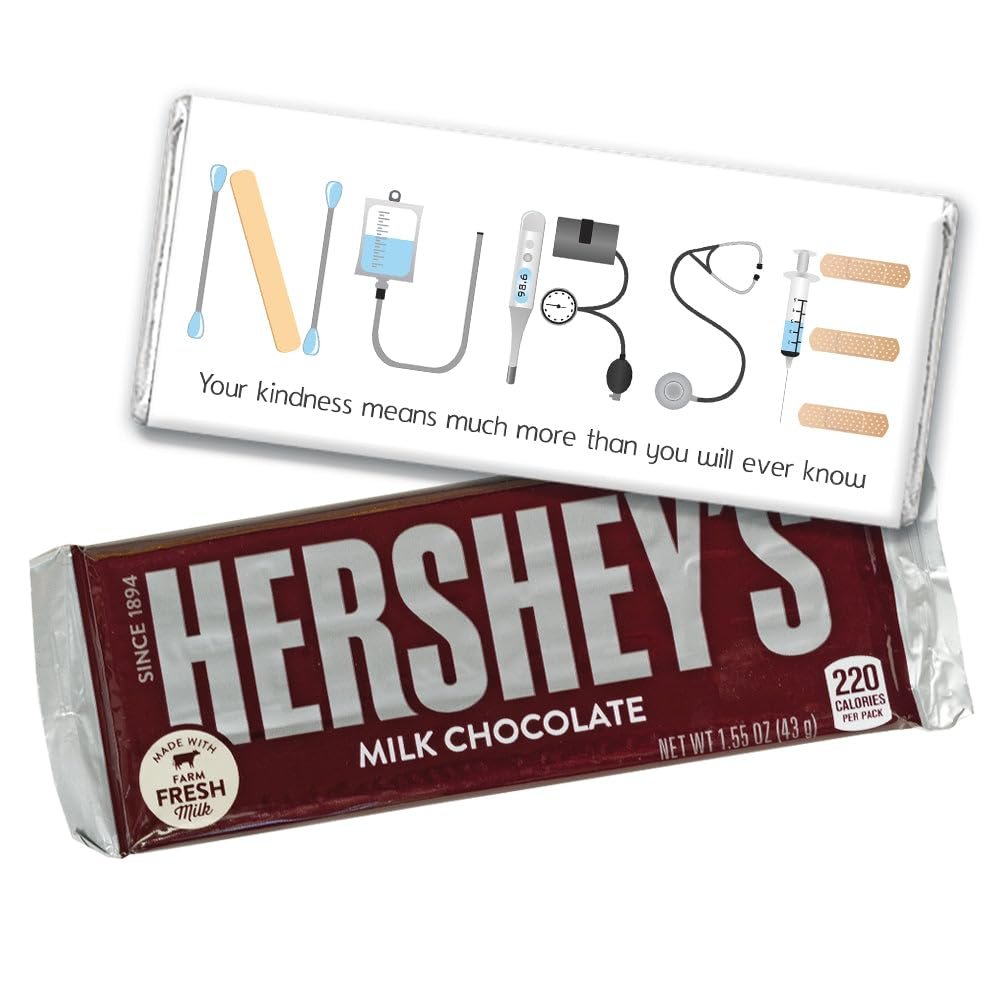 12 Nurse Appreciation Week Thank You Candy Gifts in Bulk Wrapped Chocolate Bars by Just Candy - No Assembly Required