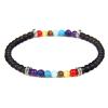 7 Chakra Bracelet Lava Healing 4mm Beads Stretch Bracelets for Women Men Aromatherapy Essential Oil Diffuser,Matte Black Onyx,23cm view 1