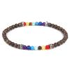 7 Chakra Bracelet Lava Healing 4mm Beads Stretch Bracelets for Women Men Aromatherapy Essential Oil Diffuser,Brown Alabaster,19cm view 1