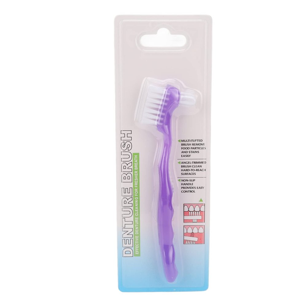 Brrnoo False Teeth Cleaning Brush, Denture Cleaning Brushes Portable Dual Head Toothbrushes Hard Denture Toothbrush, Multi Layered Denture Care()