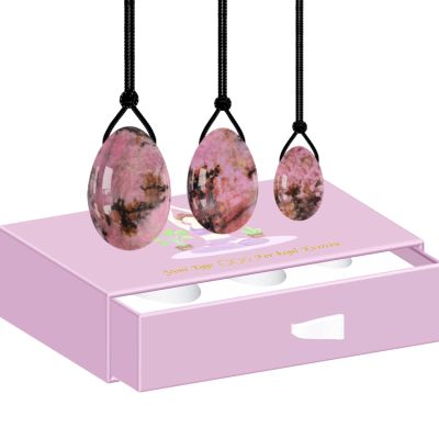 AOWNE Rhodonite Yoni Egg Massage Ball Yoni Wand for Women Kegel Exercise Natural Jade Stone Massage Ball,Drilled Egg with Box
