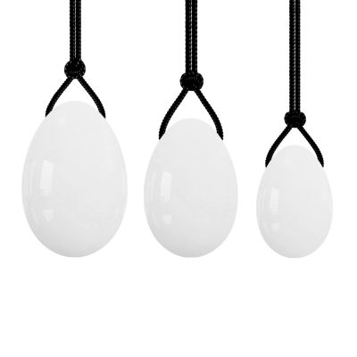 Drilled Yoni Egg Set Natural Rose Quartz Jade Eggs for Kegel Exercise Exercise Crystal Ball,White Jade Eggs