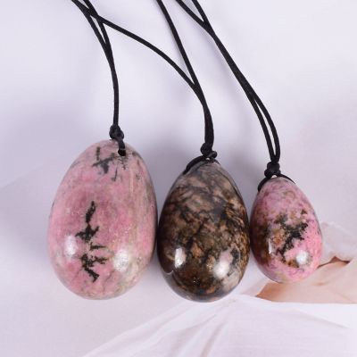 AOWNE Rhodonite Yoni Egg Massage Ball Yoni Wand for Women Kegel Exercise Natural Jade Stone Massage Ball,Drilled Egg No Box