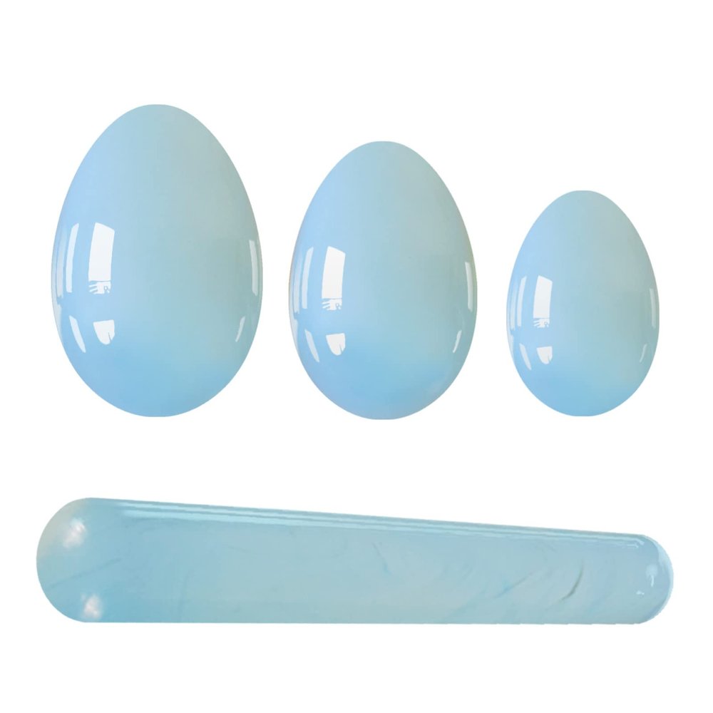 AOWNE Opal Yoni Egg Set 100% Natural Stone Drilled Massage Eggs for Women Kegel Exercise Massage Balls Undrilled Jade Eggs Yoni Wand,Undrill Set No Box