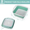 2 Pack Dishpan for Washing Dishes, 2.4Gal/9L Wash Basin with Draining Plug Carry Handles, Collapsible Bucket for Cleaning, Portable Sink, Foldable Plastic Tub view 2
