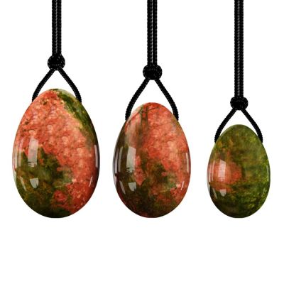 Drilled Yoni Egg Set Natural Rose Quartz Jade Eggs for Kegel Exercise Exercise Crystal Ball,Unakite Eggs