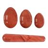 AOWNE Red Jasper Drilled Yoni Egg Set Natural Gemstone Kegel Exerciser Yoni Wand Jade Eggs Red Stone Massage Balls,Undrill Set No Box view 1