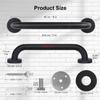 2 Pack Bathroom Grab Bar, supregear 16 Inch Length Black Shower Safety Grab Bar, 1 Inch Diameter 201 Stainless Steel Anti-Slip Handle for Senior, Elderly, Handicap view 2