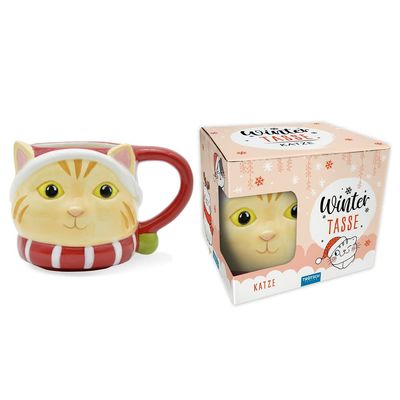 Trtsch Wintertasse Katze klein: Kaffeetasse Teetasse Geschenkidee Geschenk Tasse