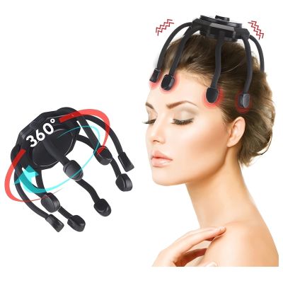 2024 New Scalp Massager, Electric Scalp & Head Stress Relax, 360 Cordless Vibrating Massager - 8 Contacts, 3 Modes (Black)